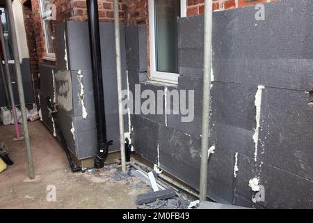 External wall insulation ground floor progress Stock Photo