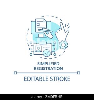 Simplified registration turquoise concept icon Stock Vector