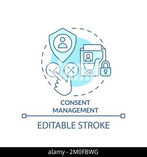 Consent management turquoise concept icon Stock Vector