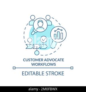 Customer advocate workflows turquoise concept icon Stock Vector