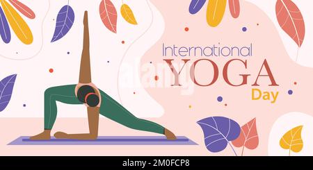 International Yoga Day Web Banner or Leaflet Stock Vector
