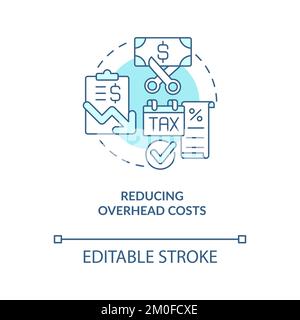 Reducing overhead costs turquoise concept icon Stock Vector