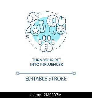Turning pet into influencer turquoise concept icon Stock Vector