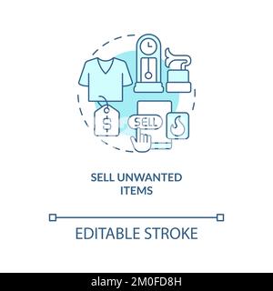 Sell unwanted items turquoise concept icon Stock Vector