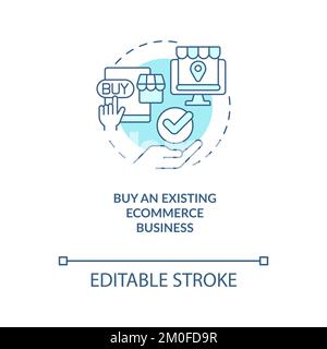 Buying existing ecommerce business turquoise concept icon Stock Vector