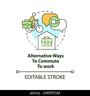 Alternative ways to commute to work concept icon Stock Vector