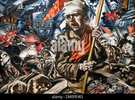 Revolution, Fighting on the Barricades, Apocalyptic Landscape, Ludwig Meidner, 1912-1913, Berlin Neue Nationalgalerie, Berlin, Germany, Europe Stock Photo