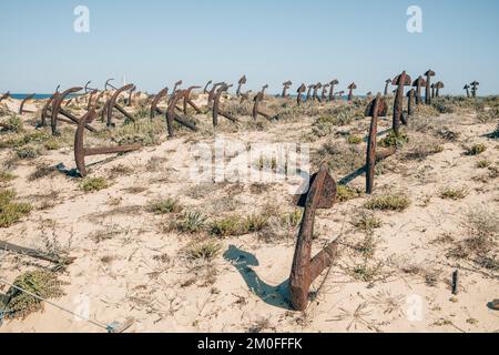 Anchor Cemetery of Santa Luzia, Portugal. Stock Photo