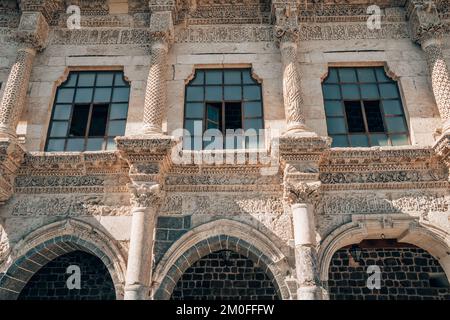 Facade of the Diyarbakir Grand mosque at sunrise, Turkey Stock Photo