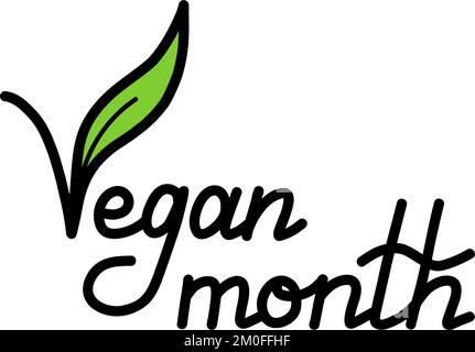 Vegan handdrawn text green vector lettering illustration. Calligraphy Vegan illustration Stock Vector