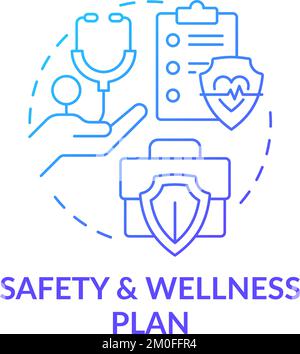 Safety and wellness plan blue gradient concept icon Stock Vector
