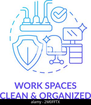 Clean and organized work spaces blue gradient concept icon Stock Vector