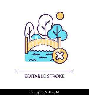 No walking on bridge RGB color icon Stock Vector