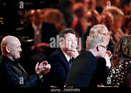 On January 7, 2012, Crown Prince Frederik of Denmark attended the 2012 DIF Sports Gala in Jyske Bank Boksen, Herning, Denmark. During the gala Crown Prince Frederik awarded champion swimmer Jeanette Ottesen the top prize, 'Best Sports Name of the Year'. (Ernst van Norde/POLFOTO) Stock Photo