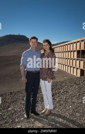 Crown Prince Frederik and Crown Princess Mary arrive to ESO Paranal (European Southern Observatory on the Paranal Mountain) on Friday 15-03-2013. ESO'’s Paranal Observatory is located 130 kilometers south of Antofagasta, in the Atacama Desert of northern Chile, at a height of 2635 meters above sea level. Stock Photo