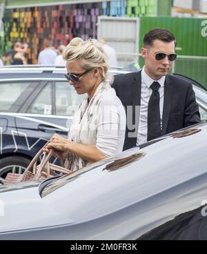 Pamela Anderson and her former husband Rick Salomon are seen out and about in Copenhagen, Denmark. Stock Photo