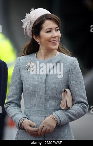 TM King Philippe and Queen Mathilde arrived at the Vilhelm Lauritzen Terminal at Copenhagen International Airport, where Mary, Crown Princess of Denmark was present. Stock Photo