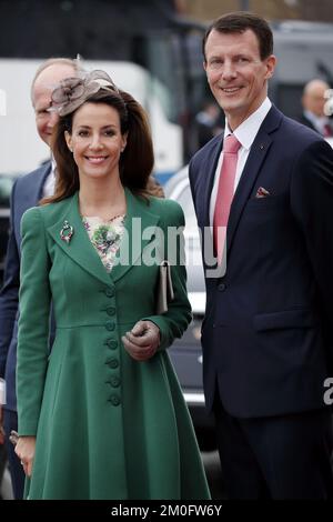 TM King Philippe and Queen Mathilde arrived at the Vilhelm Lauritzen Terminal at Copenhagen International Airport, where Prince Joachim and Princess Marie was present. Stock Photo