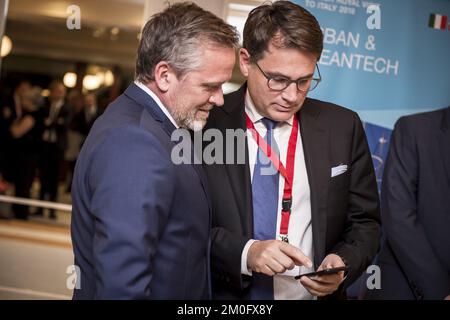 On November 6th 2018 TRH Crown Prince Frederik and Crown Princess Mary attended a reception for the Danish business delegation in Rome. The visit to Rome last from November 6th to 8th. Also in attendance was Foreign Minister Anders Samuelsen, Minister of Health Ellen Trane Nørbye and CEO of The Danish Chamber of Commerce Brian Mikkelsen. Stock Photo