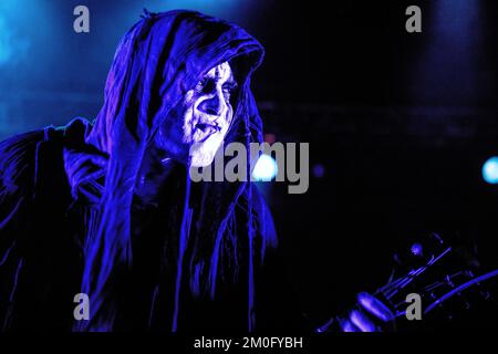 The Norwegian black metal band Mayhem (often called The True Mayhem) plays concert to Sweden Rock Festival 2016. Stock Photo