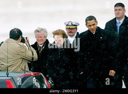 US president Barack Obama arrives in Denmark to attend the negotiations at the COP15. Stock Photo