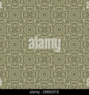 Seamless ornamental vector pattern in sage color with orientalist Ottoman kaftan style with stylised tulip motifs. Use for clothing, fabric prints, ho Stock Vector