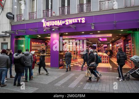 candy store Kingdom of Sweets on the shopping street Hohe Strasse, Cologne, Germany. Suesswarengeschaeft Kingdom of Sweets in der Fussgaengerzone Hohe Stock Photo