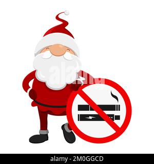 Santa Claus with NO SMOKING - NO VAPING sign Stock Vector