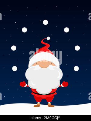 Santa Claus juggling snowballs. Vector illustration. Stock Vector