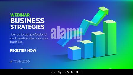 Business webinar social media post template with illustration. Background and illustration for social media, banner design in vector.  Stock Vector