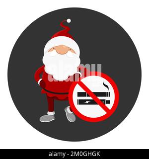 NO SMOKING - NO VAPING sign. Christmas version. Stock Vector