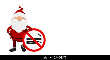 NO SMOKING - NO VAPING poster with Santa Claus and copy space Stock Vector