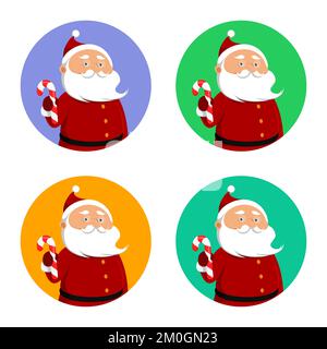 Santa Claus with candy cane. Vector illustration. Stock Vector