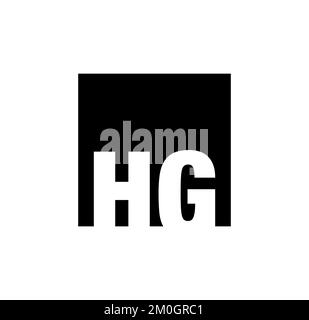 HG company name icon. HG letters monogram. HG on black square. Stock Vector