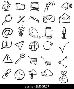 Business freehand drawn icon set Stock Vector