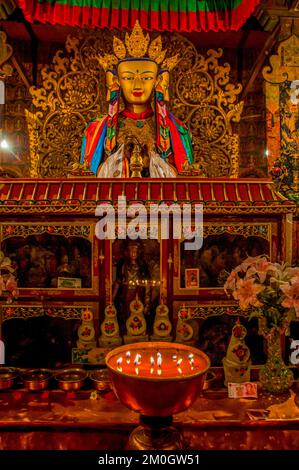 Buddhas in the Kumbum in the monastery of Gyantse, Tibet, Asia Stock Photo