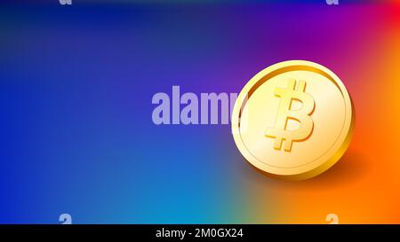 Business background with cryptocurrency concept. Blue and orange bitcoin 3d illustration for website or poster. Vector illustration Stock Vector