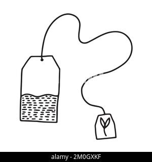 Hand drawn tea bag doodle Stock Vector