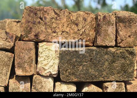 Mossy brick wall stock Photo,Red bricks  texture background. Stock Photo