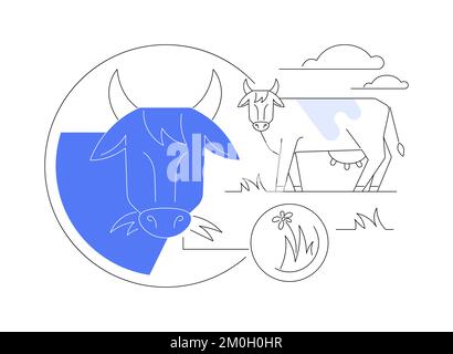 Grass fed beef abstract concept vector illustration. Stock Vector