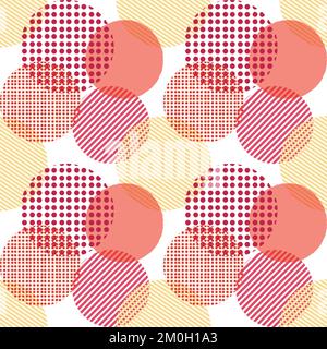 Seamless viva magenta circle seamless pattern, color pantone of 2023 year Stock Vector