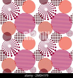 Seamless viva magenta circle seamless pattern, color pantone of 2023 year Stock Vector