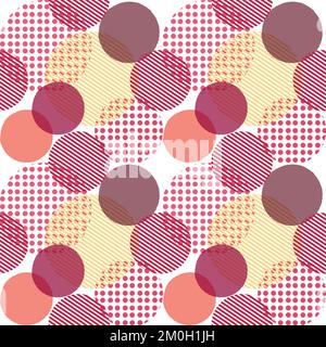 Seamless viva magenta circle seamless pattern, color pantone of 2023 year Stock Vector