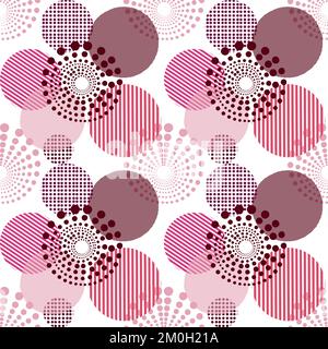 Seamless viva magenta circle seamless pattern, color pantone of 2023 year Stock Vector