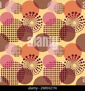Seamless viva magenta circle seamless pattern, color pantone of 2023 year Stock Vector