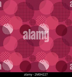 Seamless viva magenta circle seamless pattern, color pantone of 2023 year Stock Vector