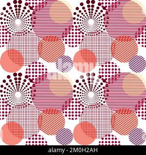 Seamless viva magenta circle seamless pattern, color pantone of 2023 year Stock Vector