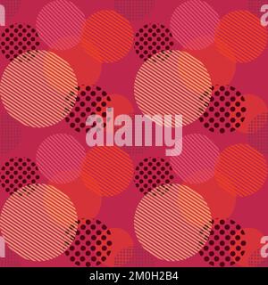 Seamless viva magenta circle seamless pattern, color pantone of 2023 year Stock Vector