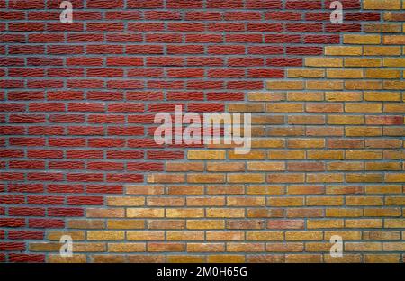 Background from red and yellow bricks wall Stock Photo