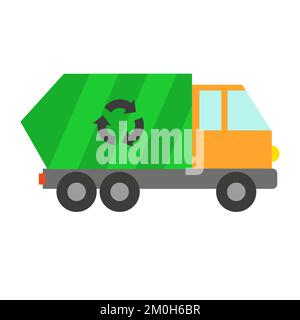 Vector illustration of a toy car in a flat style. Icon of a garbage truck. Logo design Stock Vector